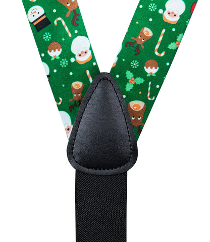 Christmas Decorations Bow Tie and Suspenders Set in Green bow tie    - Sophisticated Gentlemen