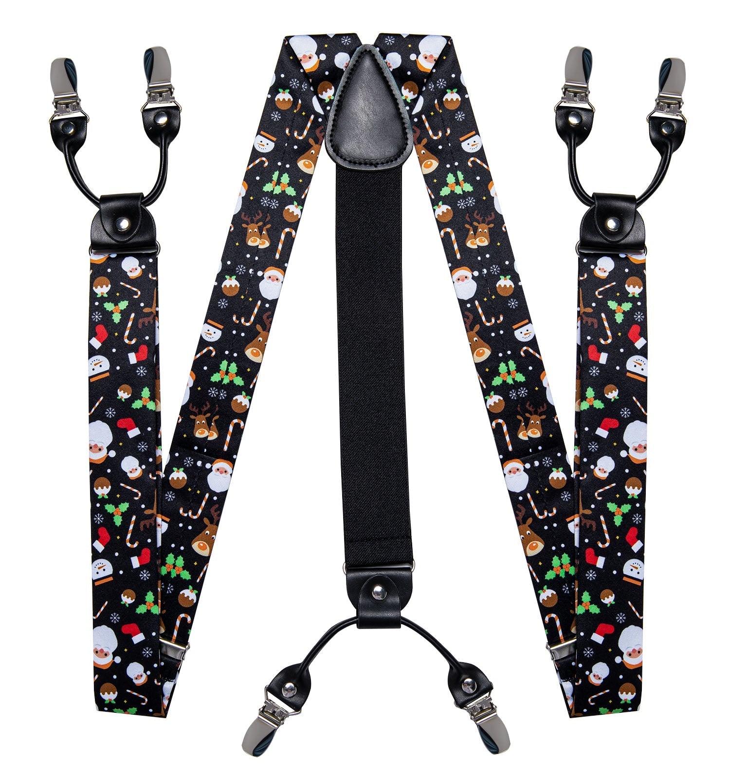 Christmas Decorations Bow Tie and Suspenders Set in Black bow tie    - Sophisticated Gentlemen