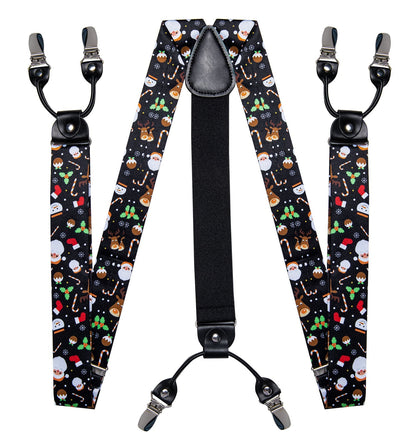 Christmas Decorations Bow Tie and Suspenders Set in Black bow tie    - Sophisticated Gentlemen