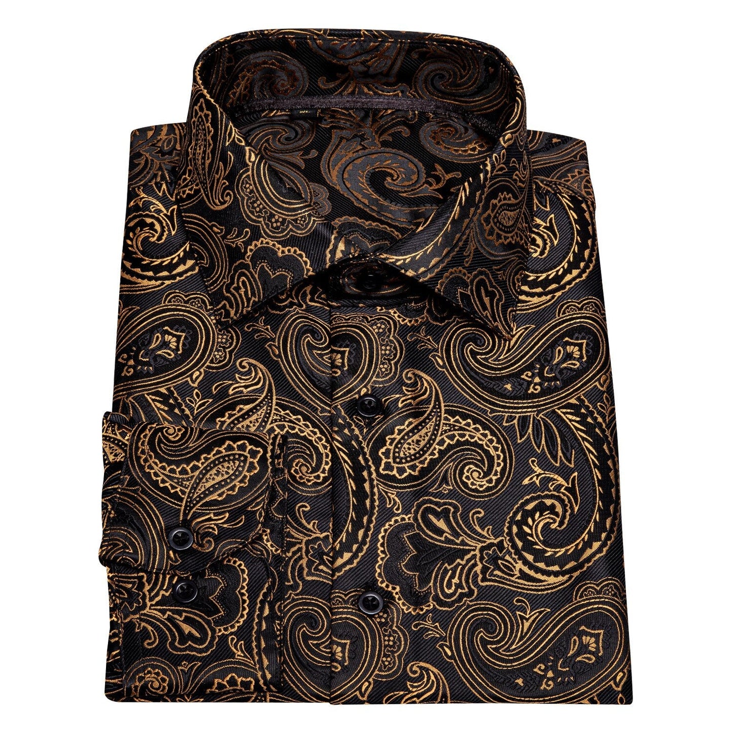 Gold and Black Paisley Dress Shirt shirt    - Sophisticated Gentlemen