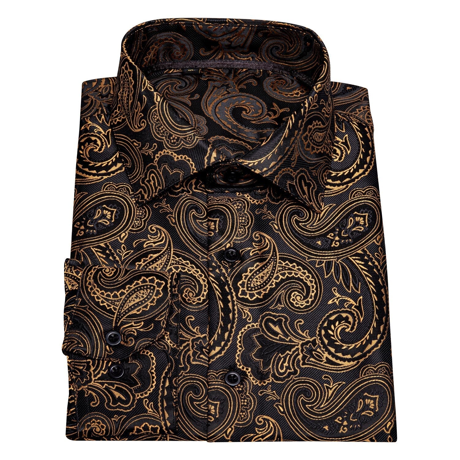 Gold and Black Paisley Dress Shirt shirt    - Sophisticated Gentlemen