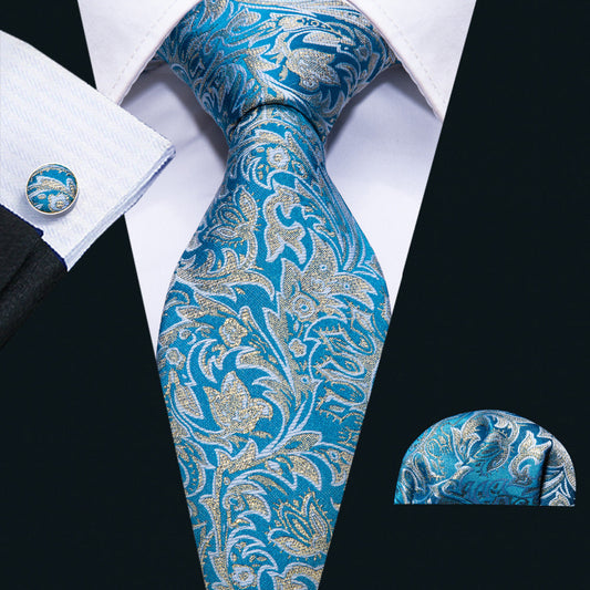 Ice Gold Tie, Pocket Square and Cufflinks - SOPHGENT