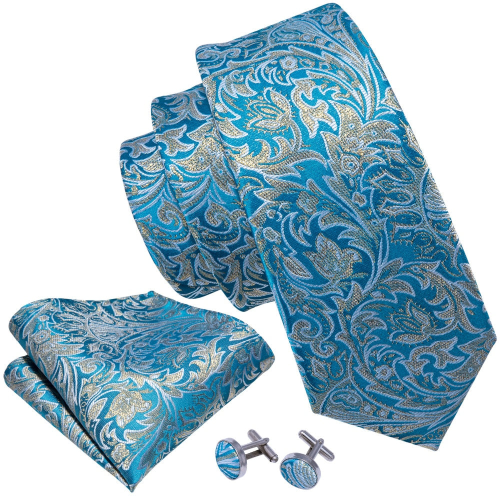Ice Gold Tie, Pocket Square and Cufflinks tie sets    - Sophisticated Gentlemen