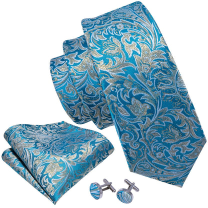 Ice Gold Tie, Pocket Square and Cufflinks tie sets    - Sophisticated Gentlemen