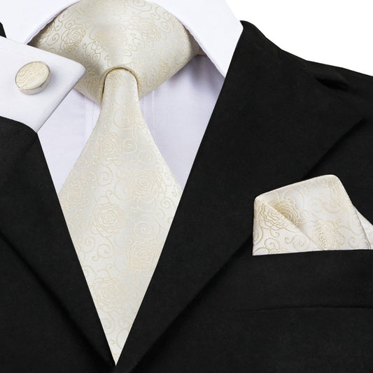 Milk Roses Tie, Pocket Square and Cufflinks - SOPHGENT