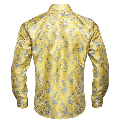 Yellow and Blue Floral Dress Shirt shirt    - Sophisticated Gentlemen