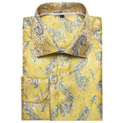 Yellow and Blue Floral Dress Shirt shirt    - Sophisticated Gentlemen
