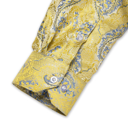 Yellow and Blue Floral Dress Shirt shirt    - Sophisticated Gentlemen