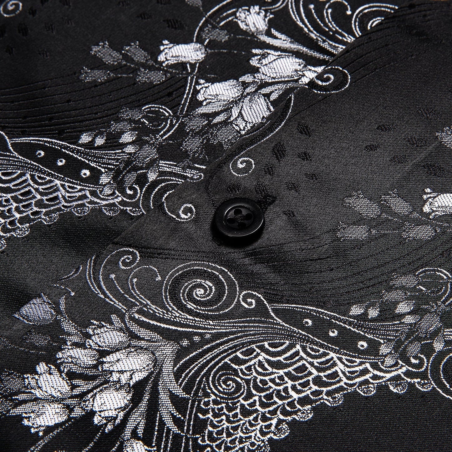Silver and Black Floral Dress Shirt shirt    - Sophisticated Gentlemen