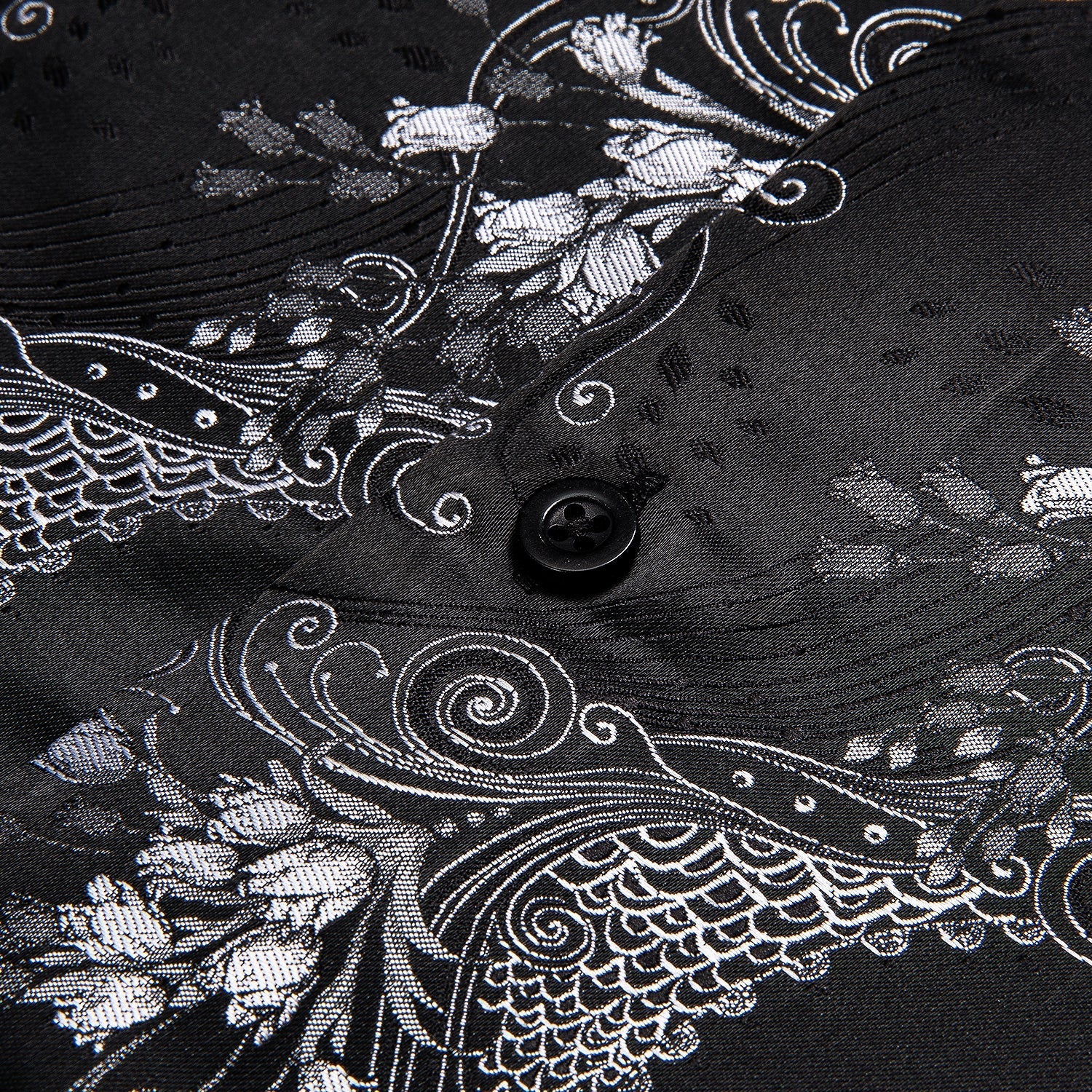 Silver and Black Floral Dress Shirt shirt    - Sophisticated Gentlemen