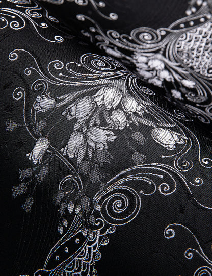 Silver and Black Floral Dress Shirt shirt    - Sophisticated Gentlemen