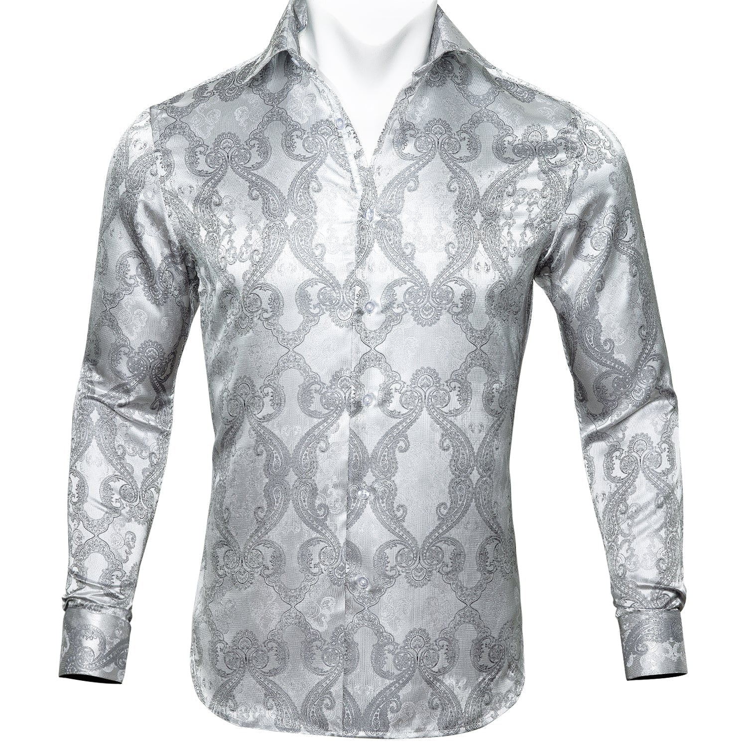 Silver Ornamental Dress Shirt shirt S   - Sophisticated Gentlemen