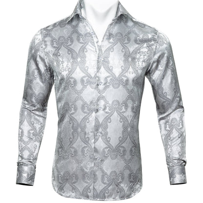 Silver Ornamental Dress Shirt shirt S   - Sophisticated Gentlemen