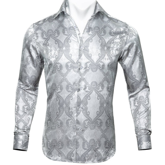 Silver Ornamental Dress Shirt shirt S   - Sophisticated Gentlemen
