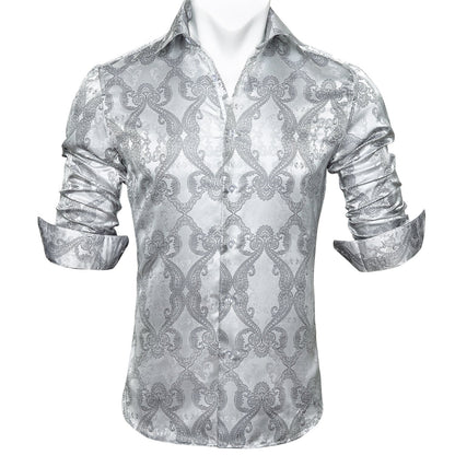 Silver Ornamental Dress Shirt shirt    - Sophisticated Gentlemen