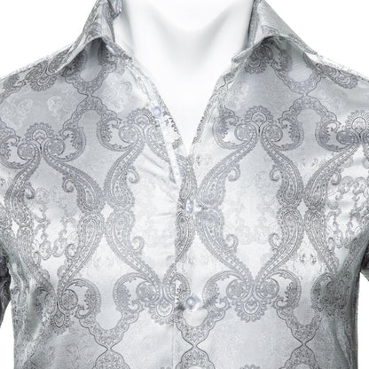 Silver Ornamental Dress Shirt shirt    - Sophisticated Gentlemen