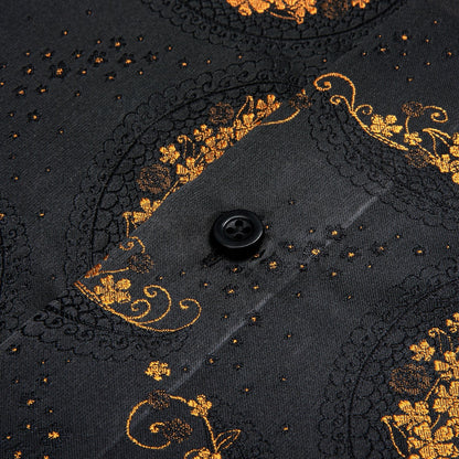 Black and Gold Floral Dress Shirt shirt    - Sophisticated Gentlemen