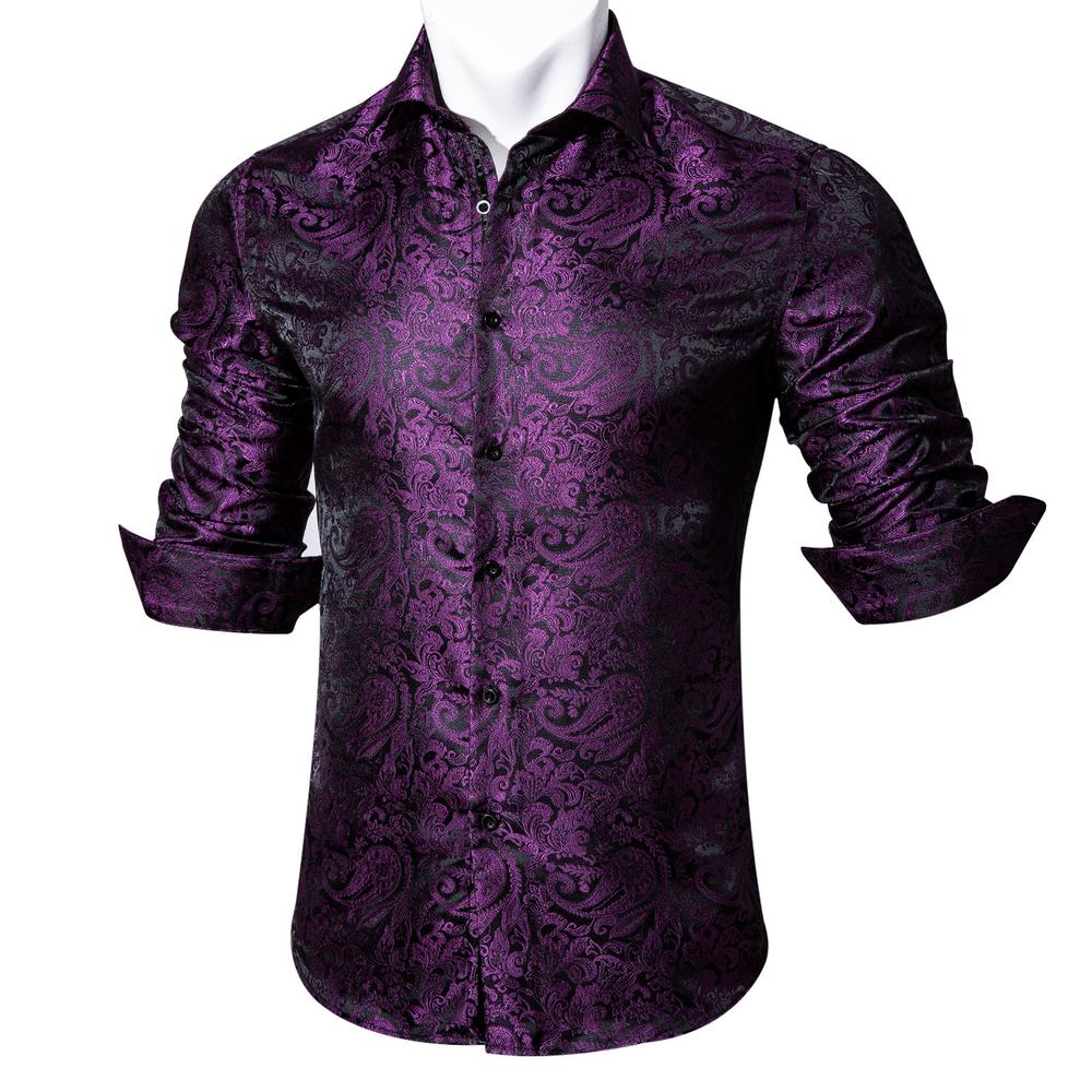 Purple and Black Paisley Dress Shirt shirt    - Sophisticated Gentlemen