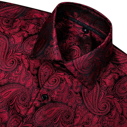 Black and Red Paisley Dress Shirt shirt    - Sophisticated Gentlemen
