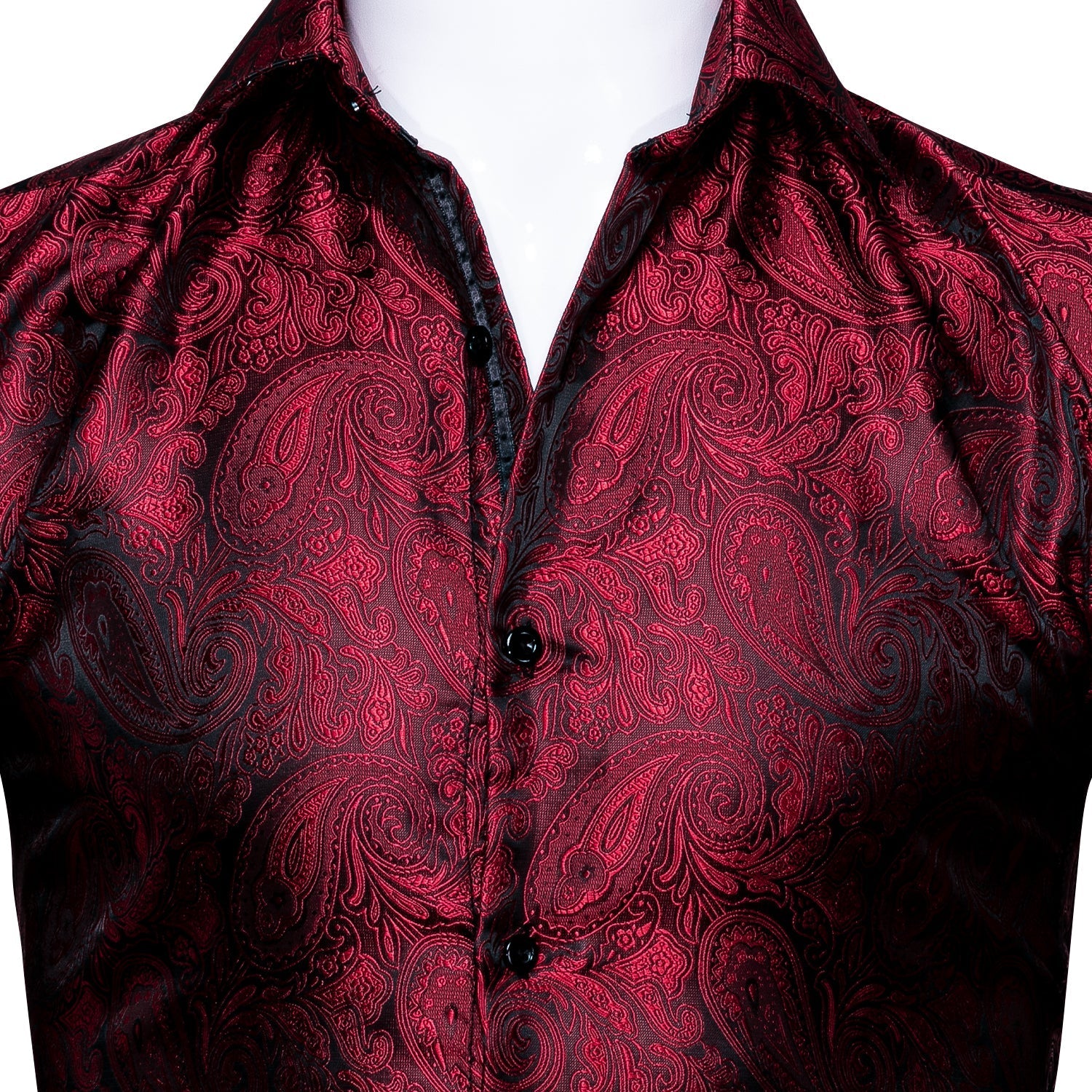Black and Red Paisley Dress Shirt shirt    - Sophisticated Gentlemen