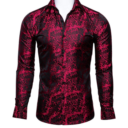 Red and Black Ornamental Dress Shirt shirt S   - Sophisticated Gentlemen