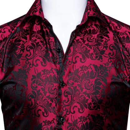 Red and Black Ornamental Dress Shirt shirt    - Sophisticated Gentlemen