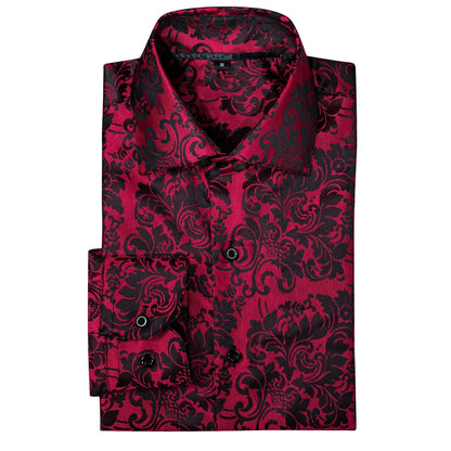 Red and Black Ornamental Dress Shirt shirt    - Sophisticated Gentlemen