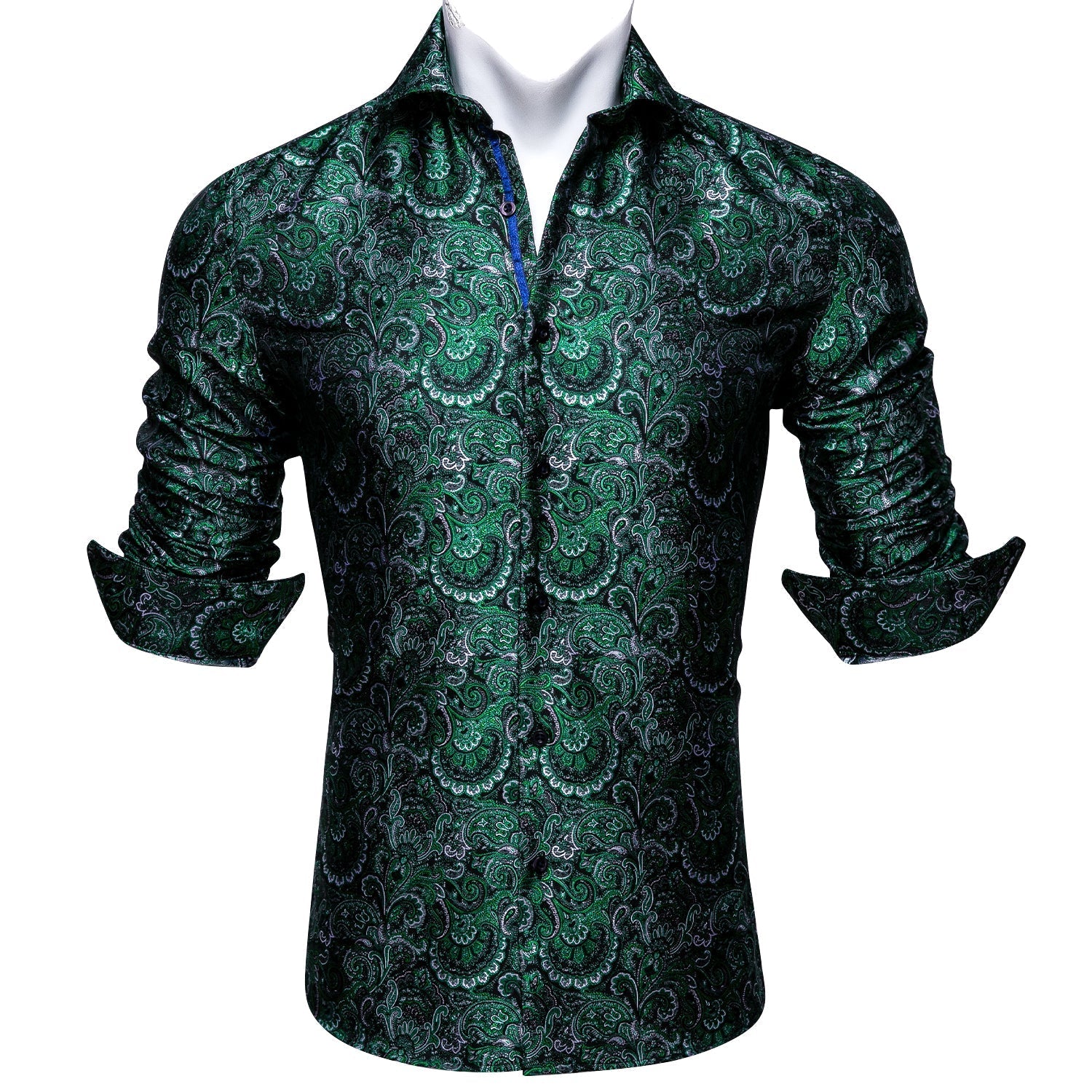 Green Floral Silk Dress Shirt shirt    - Sophisticated Gentlemen