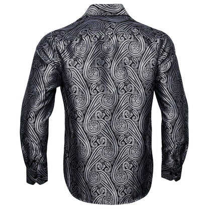 Black and White Paisley Dress Shirt shirt    - Sophisticated Gentlemen