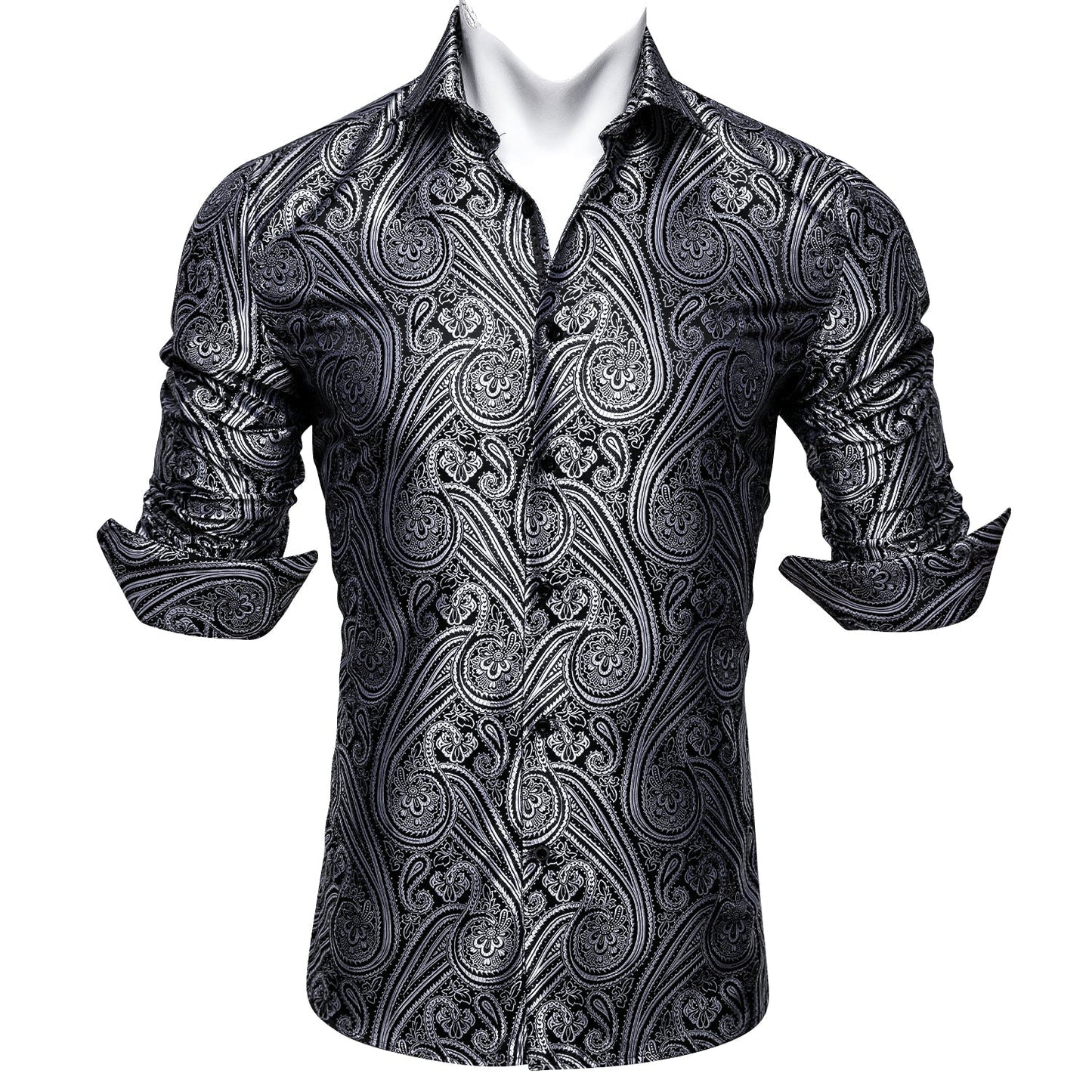 Black and White Paisley Dress Shirt shirt    - Sophisticated Gentlemen