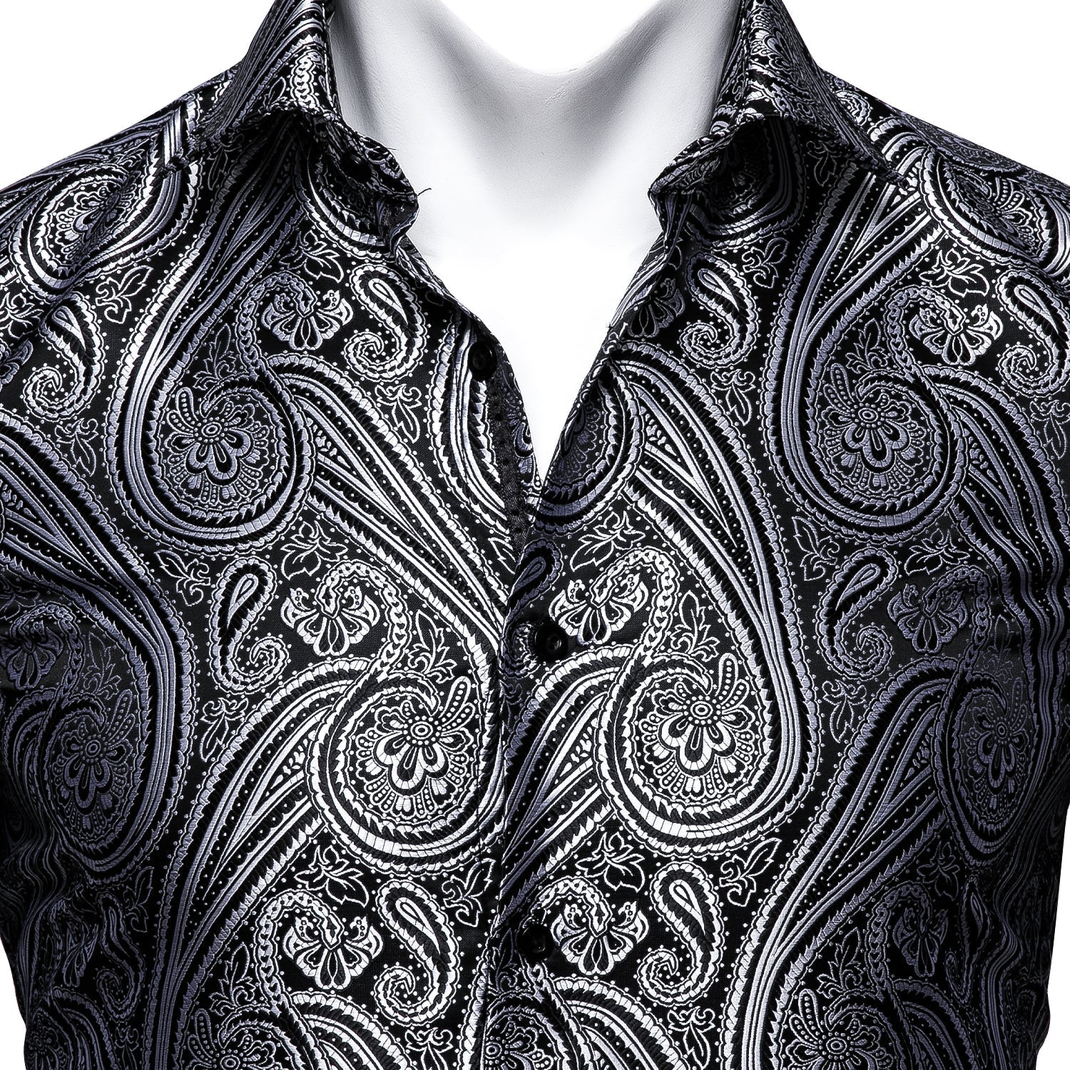 Black and White Paisley Dress Shirt shirt    - Sophisticated Gentlemen