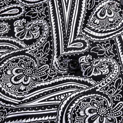 Black and White Paisley Dress Shirt shirt    - Sophisticated Gentlemen