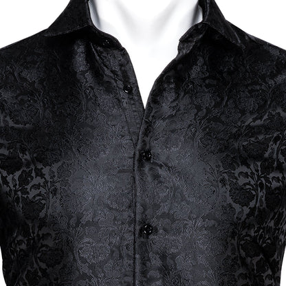 Black Floral Dress Shirt shirt    - Sophisticated Gentlemen