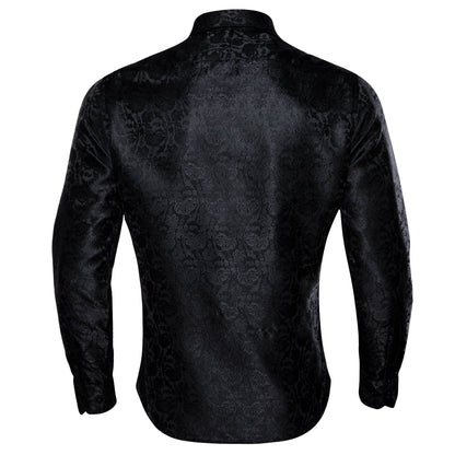 Black Floral Dress Shirt shirt    - Sophisticated Gentlemen