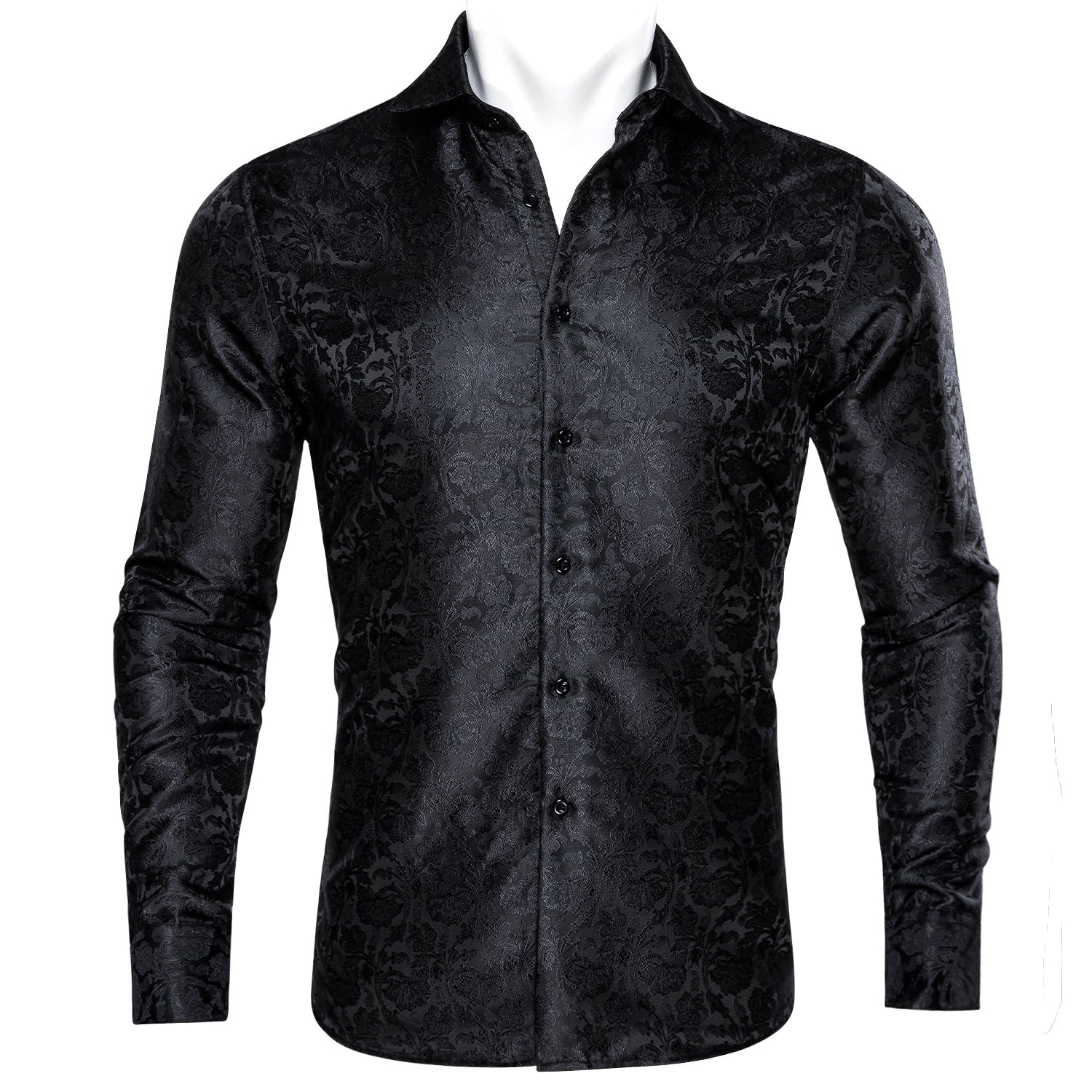 Black Floral Dress Shirt shirt S   - Sophisticated Gentlemen