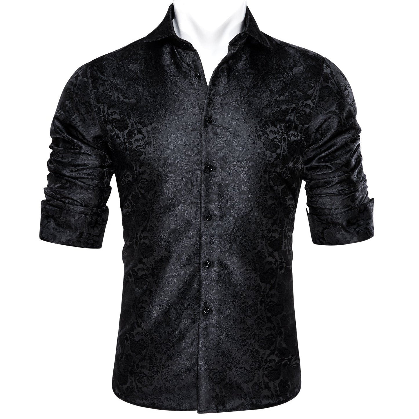 Black Floral Dress Shirt shirt    - Sophisticated Gentlemen