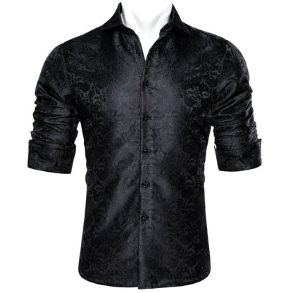 Black Floral Dress Shirt shirt    - Sophisticated Gentlemen