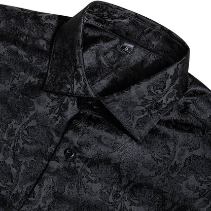 Black Floral Dress Shirt shirt    - Sophisticated Gentlemen
