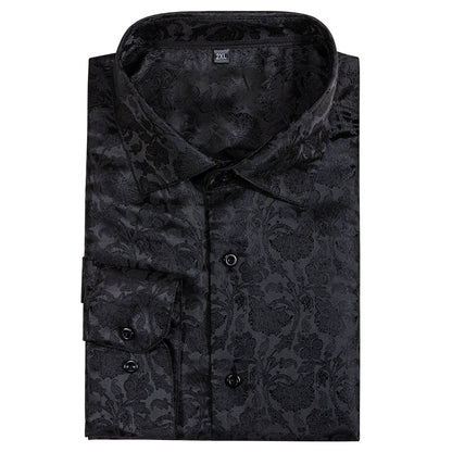 Black Floral Dress Shirt shirt    - Sophisticated Gentlemen