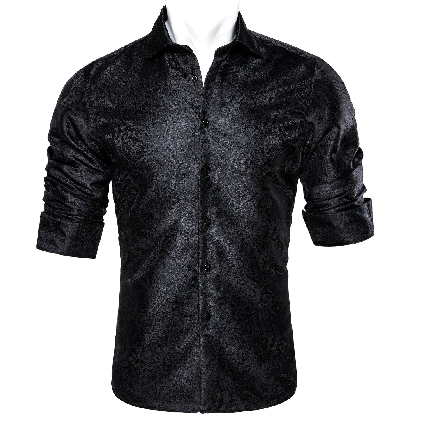 Black Paisley Silk Dress Shirt shirt    - Sophisticated Gentlemen