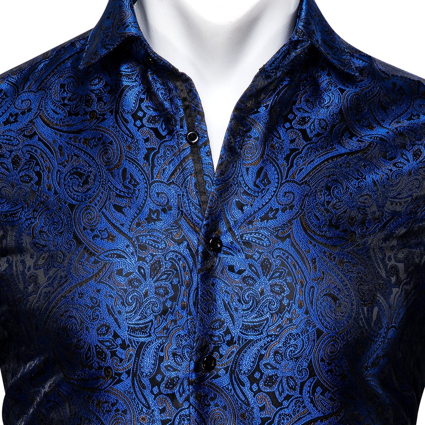 Royal Blue Paisley Dress Shirt shirt    - Sophisticated Gentlemen