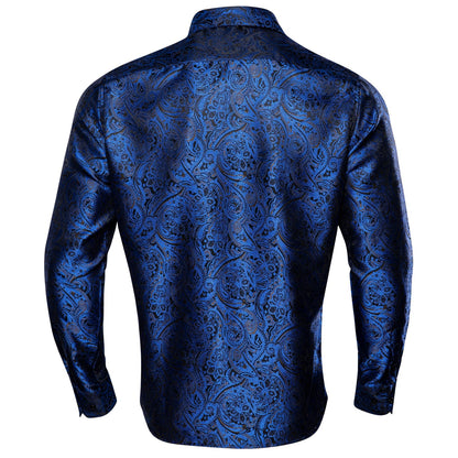 Royal Blue Paisley Dress Shirt shirt    - Sophisticated Gentlemen