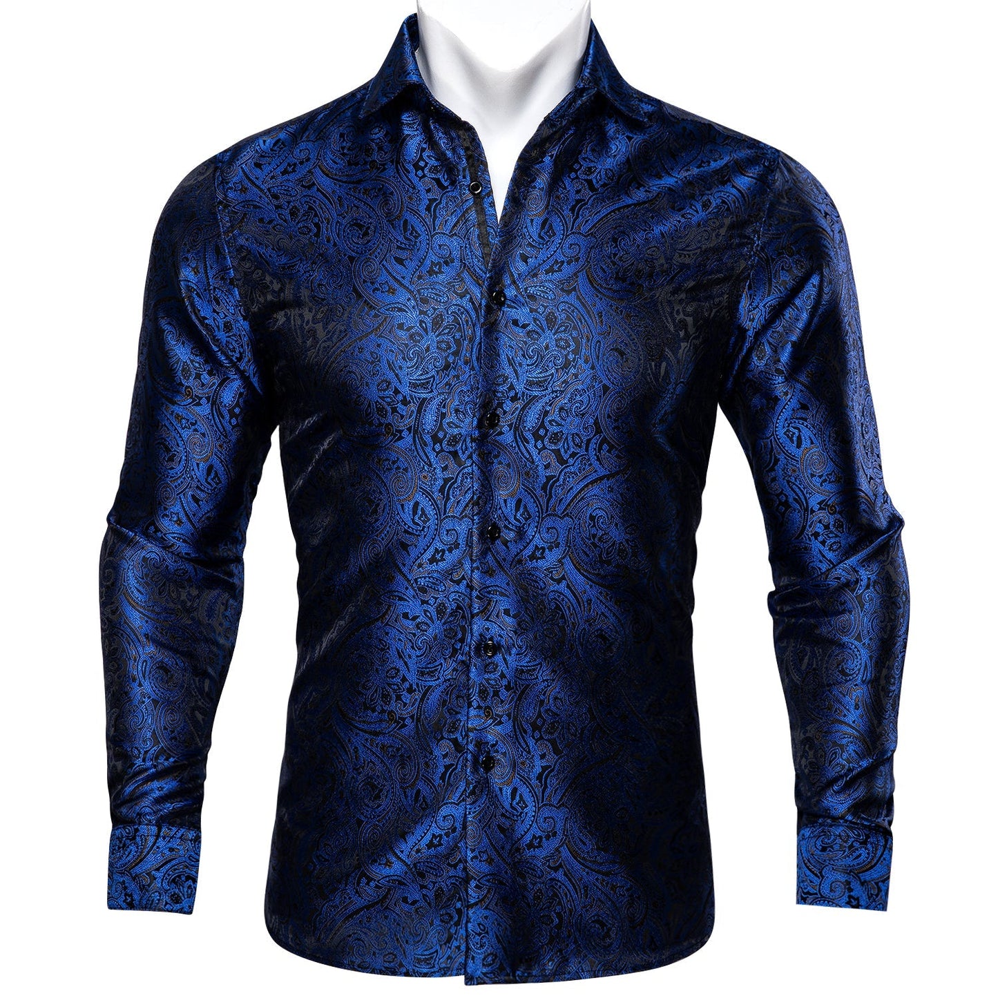 Royal Blue Paisley Dress Shirt shirt S   - Sophisticated Gentlemen