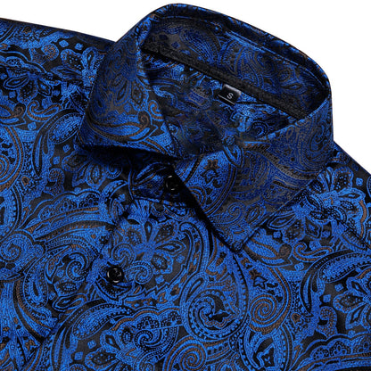 Royal Blue Paisley Dress Shirt shirt    - Sophisticated Gentlemen