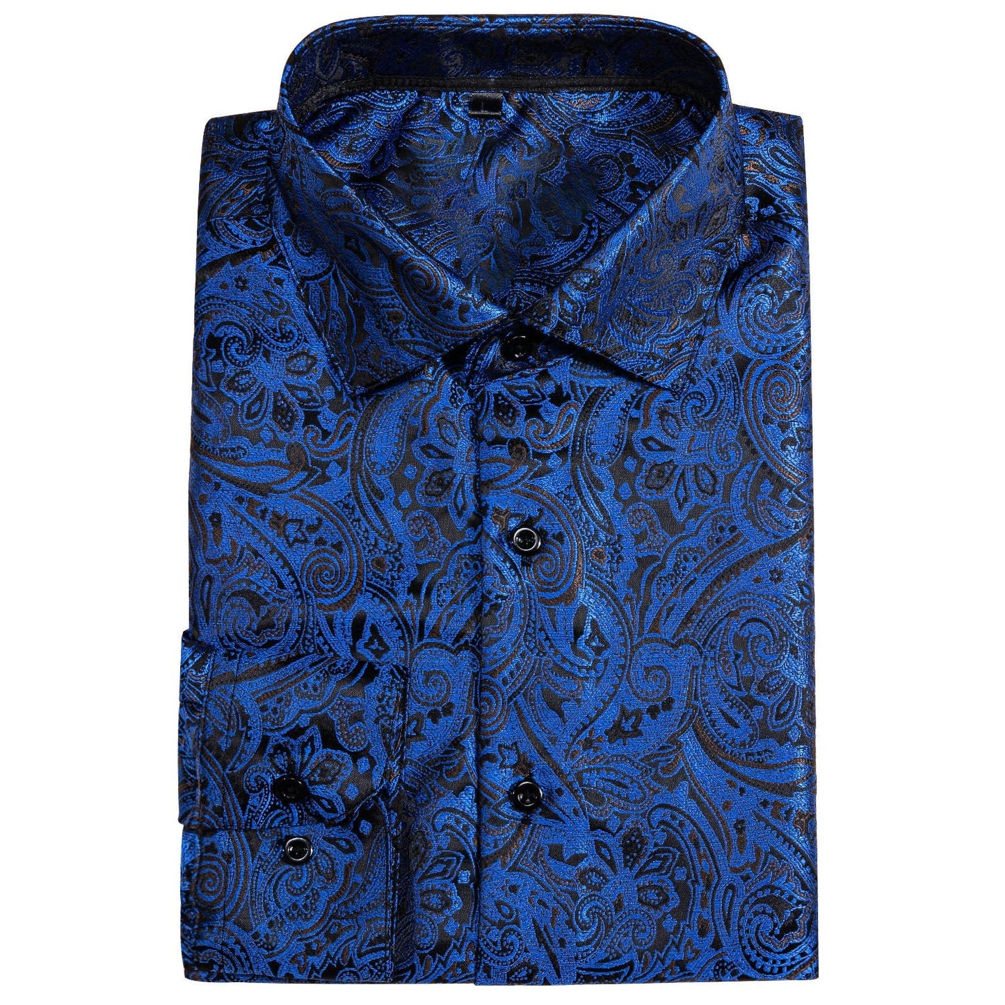 Royal Blue Paisley Dress Shirt shirt    - Sophisticated Gentlemen