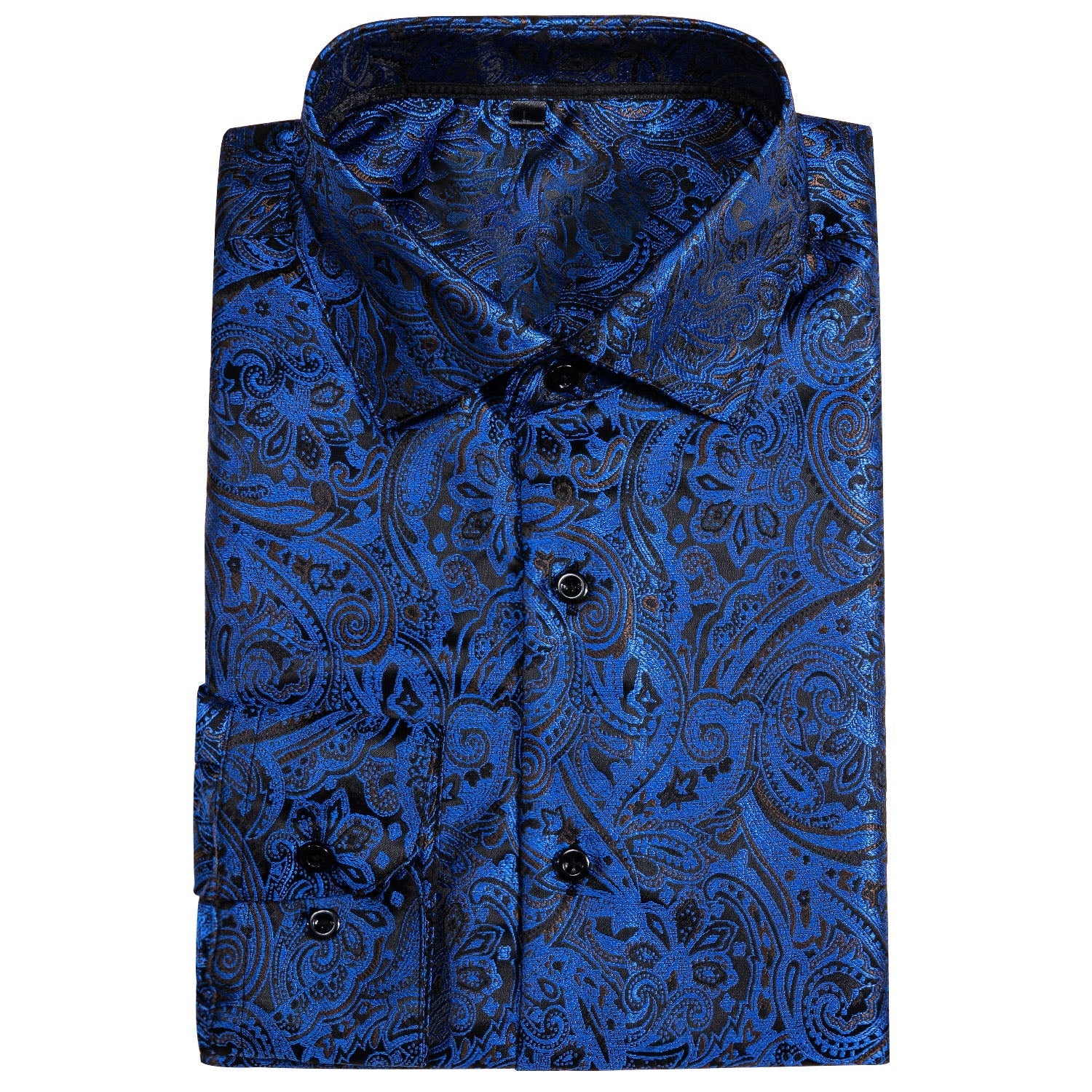 Royal Blue Paisley Dress Shirt shirt    - Sophisticated Gentlemen