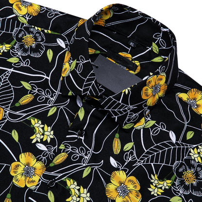 Yellow and Black Floral Dress Shirt shirt    - Sophisticated Gentlemen