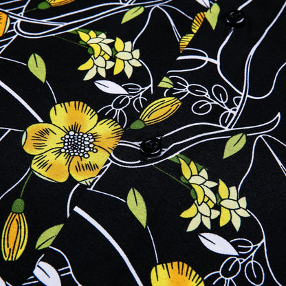 Yellow and Black Floral Dress Shirt shirt    - Sophisticated Gentlemen