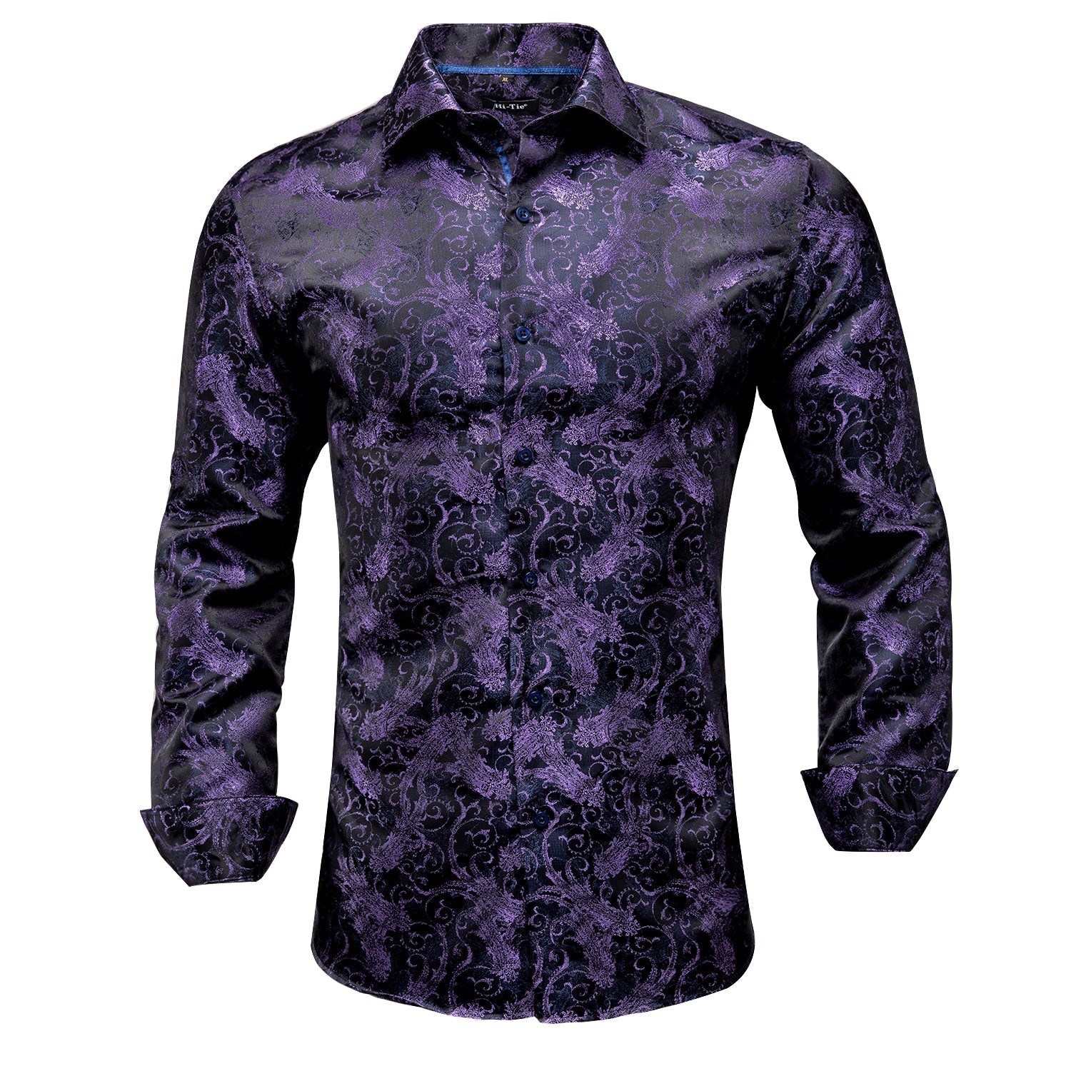 Purple and Black Floral Dress Shirt shirt S   - Sophisticated Gentlemen