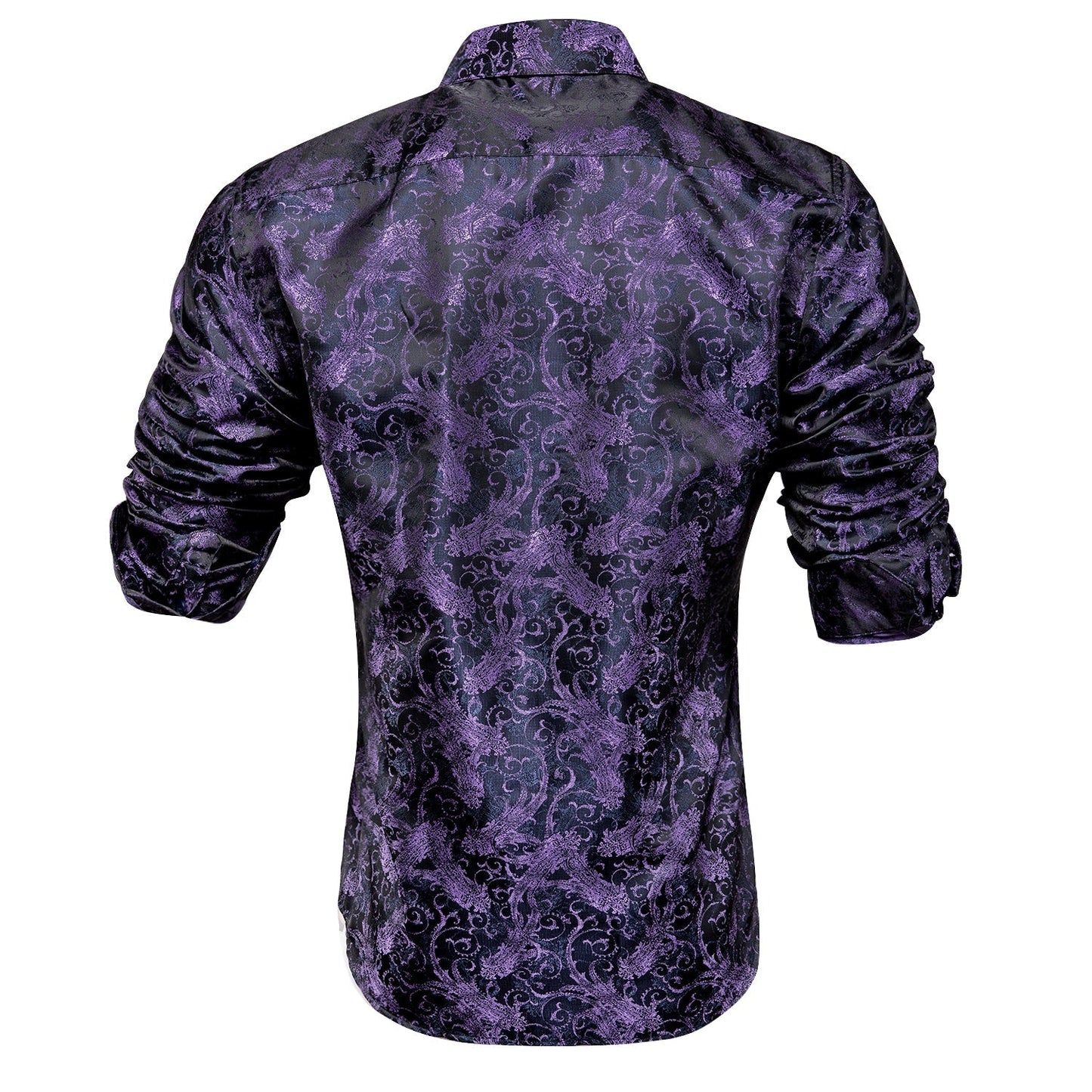 Purple and Black Floral Dress Shirt shirt    - Sophisticated Gentlemen